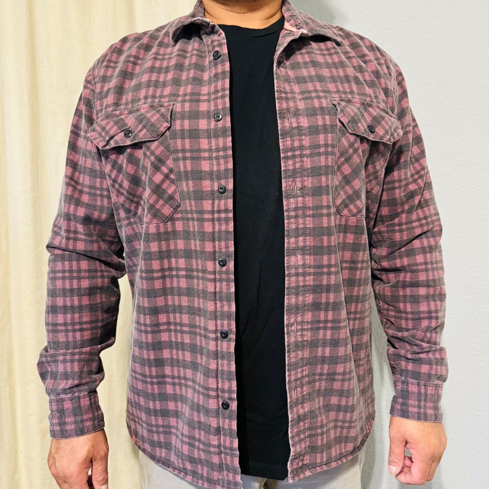 Quiksilver Men Plaid Flannel Quilted Lining Shirt Shacket Surfer TG XL EG Cotton